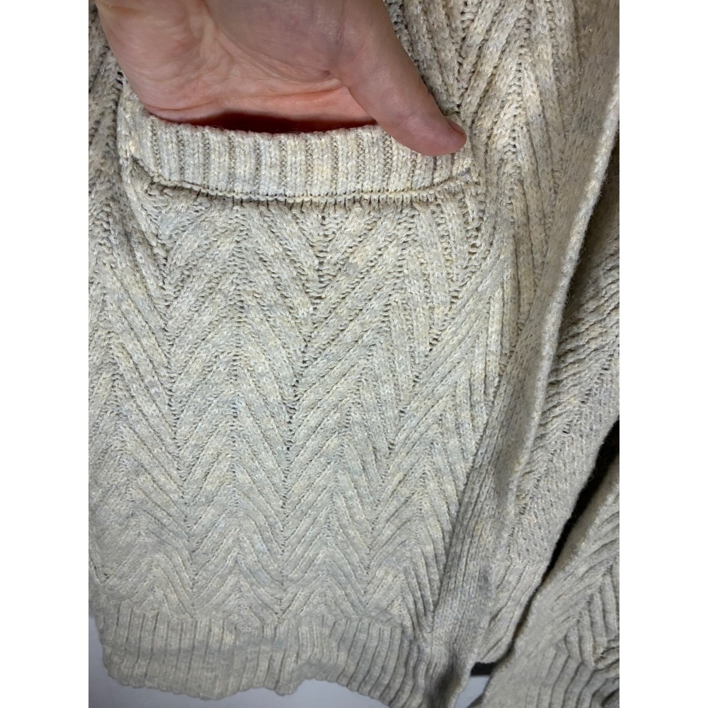 Ophelia Roe XL Cream Chevron Knit Long Open Front Cardigan Pockets - Picture 4 of 6